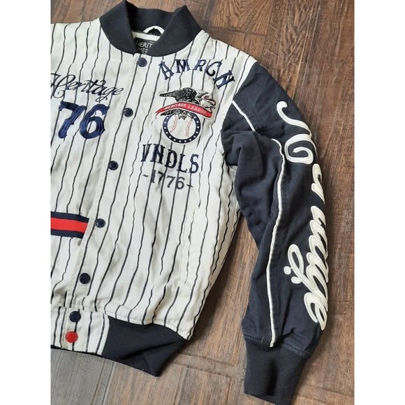 The Heritage by America Warriors Baseball 1776 Denim Jacket/Jersey Size M. Nice - Picture 2 of 13